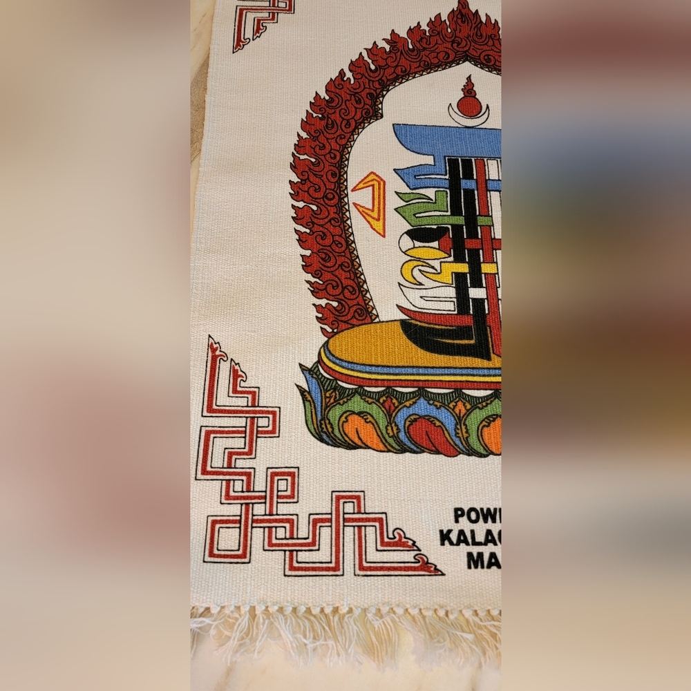 Tibetan Multicolor Wall Hanging with Mantra Design - Picture 3 of 5